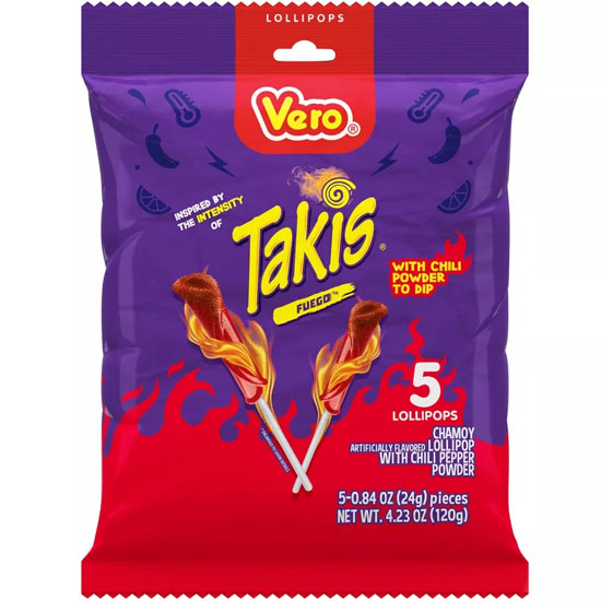 Takis (MEXICO) Paleta Fuego Candy Lollipop with Chilli Powder to Dip - chilli si lime 24g - 5 bucăți (Produs Rar - Stoc Limitat!)
